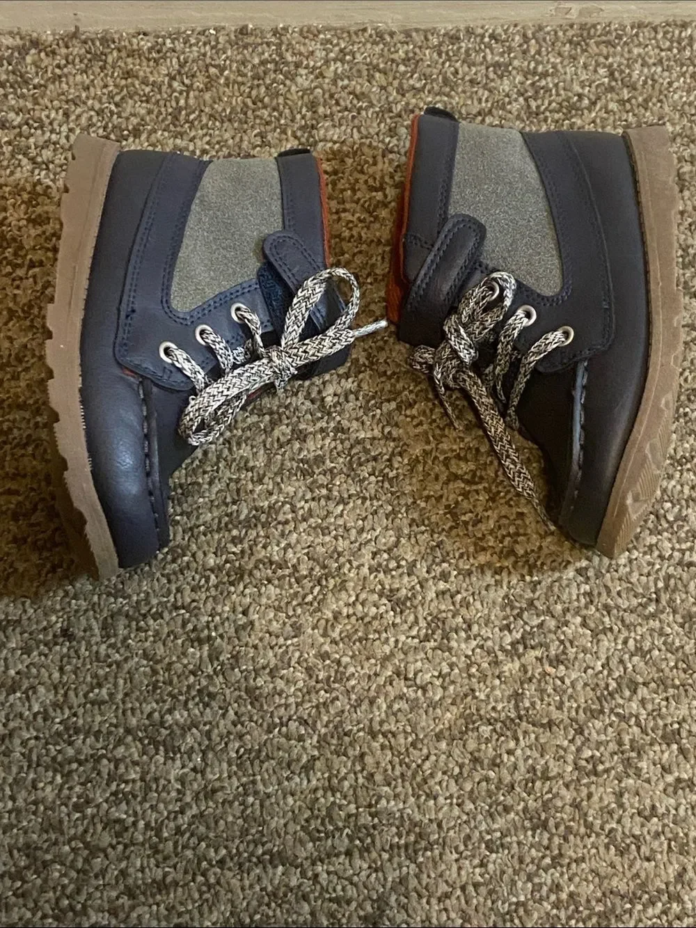 Carter's Navy Lace-Up Kids Sneakers with Rust Interior